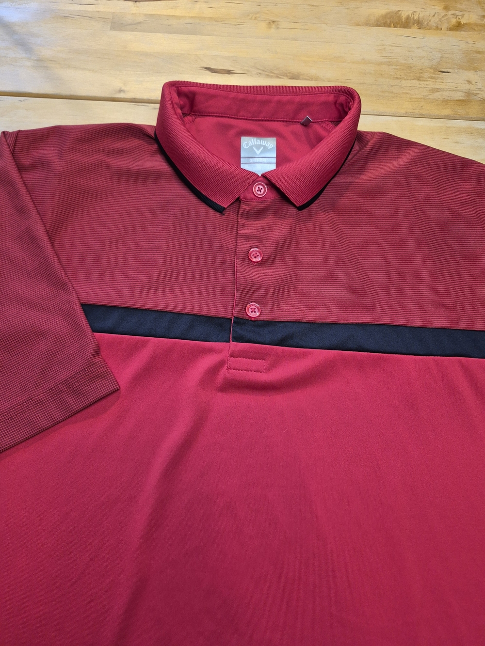 Callaway Men's Red Polo with Black Chest Stripe